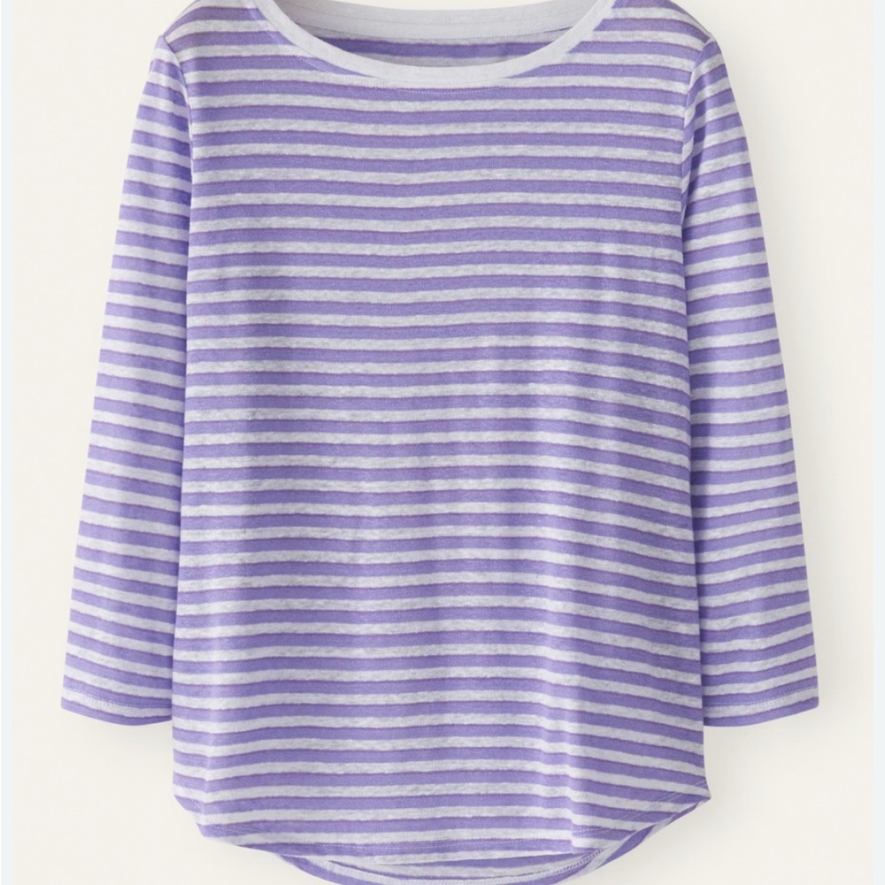 Poetry Lavender and White Striped Knit linen top size 14